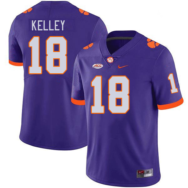 Men #18 Misun Kelley Clemson Tigers College Football Jerseys Stitched-Purple